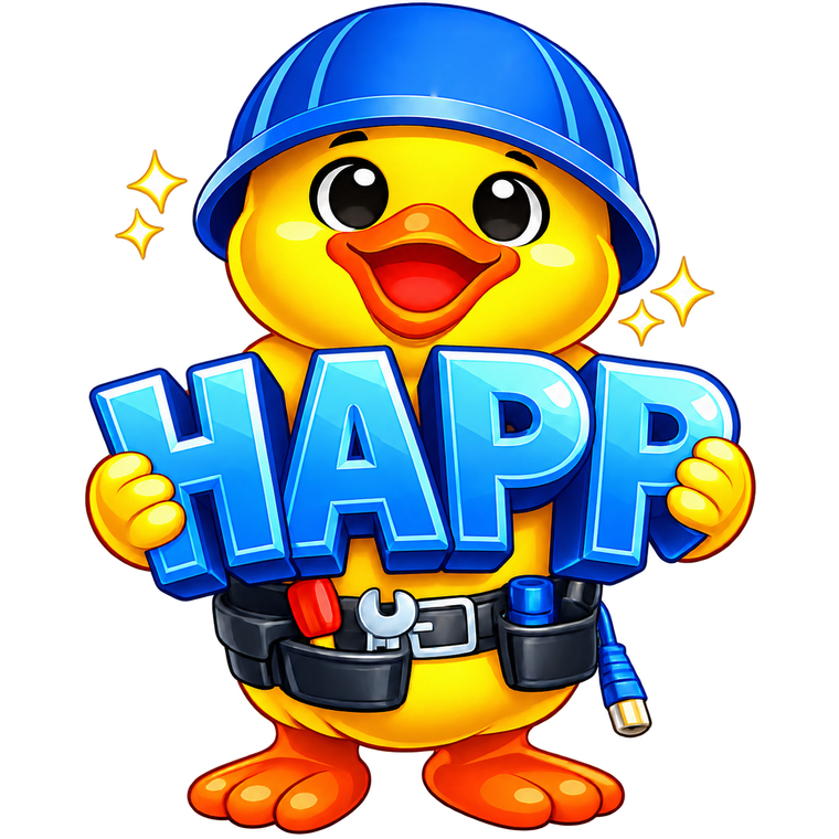 Маскот HAPP — утёнок в каске